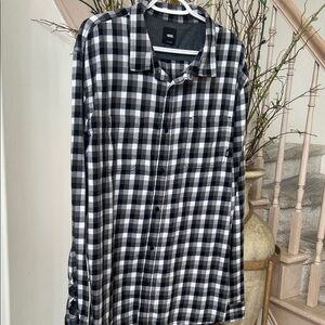 Vans Men's Black and White Plaid Shirt